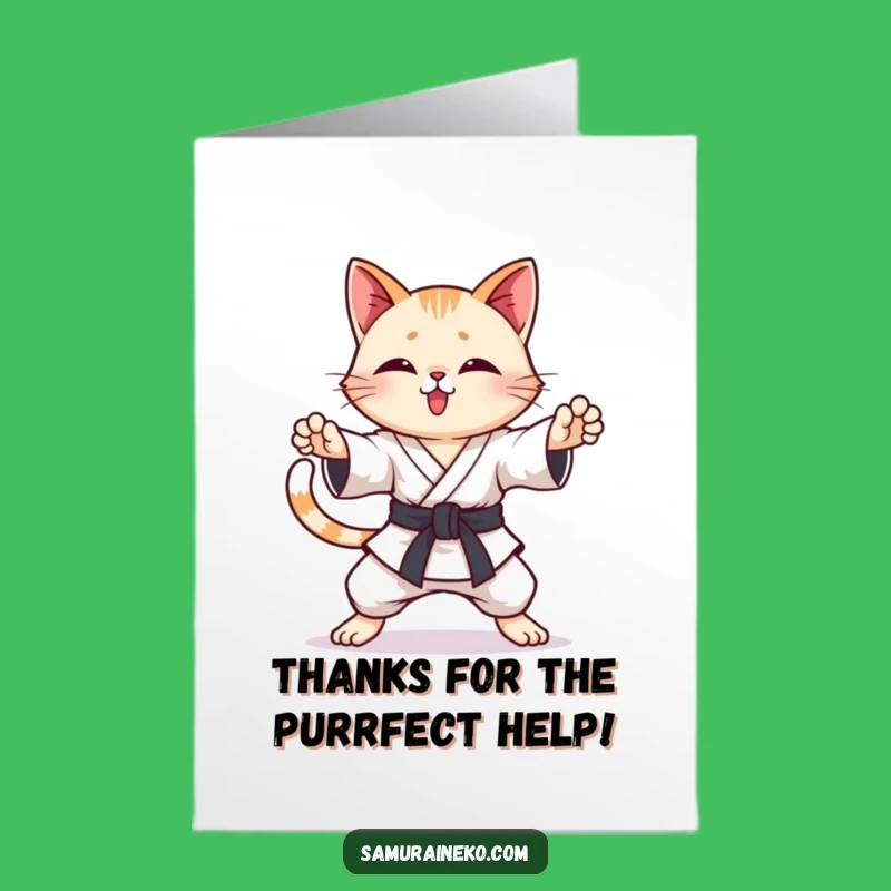 Charming Karate Cat Free Printable Thank You Card - Cute Downloadable Gift