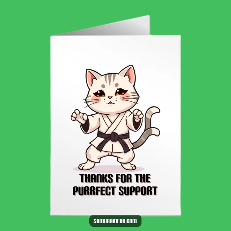 Free Printable Thank You Card: Karate Cat, DIY Downloadable for Gratitude