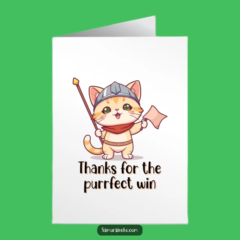 Free Printable Thank You Card: Helmet Cat Victory Funny Downloadable
