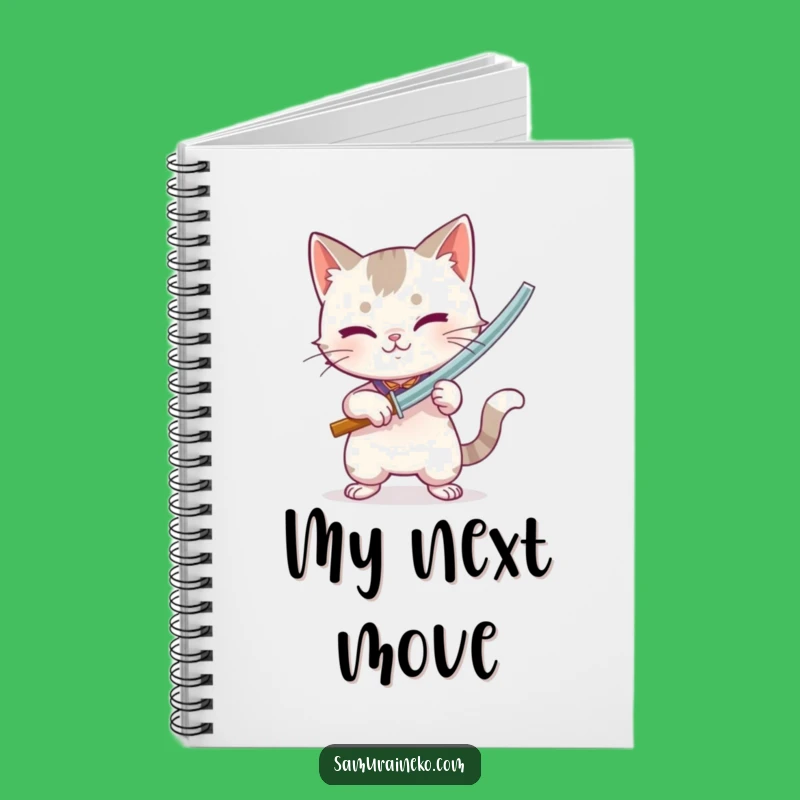 Funny Bamboo Sword Cat Notebook: Playful Intense Journal, Action Notes Gift