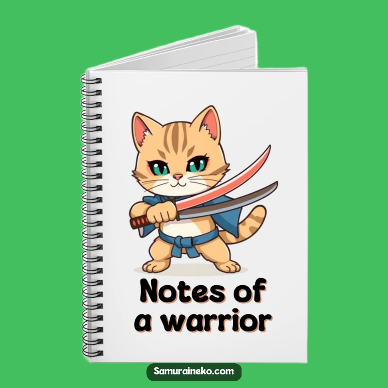Funny Cat Katana Notebook: Bold Warrior Feline Notes Perfect Gift
