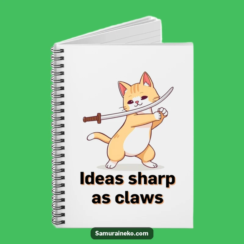 Funny Cat Warrior Notebook: Sword Flourish Journal for Your Thoughts, Gift Idea
