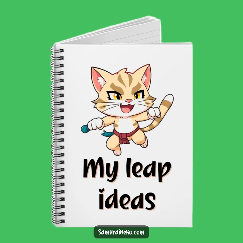 Funny Leaping Feline Warrior Notebook: Jot Down Ideas with Hilarious Action Style