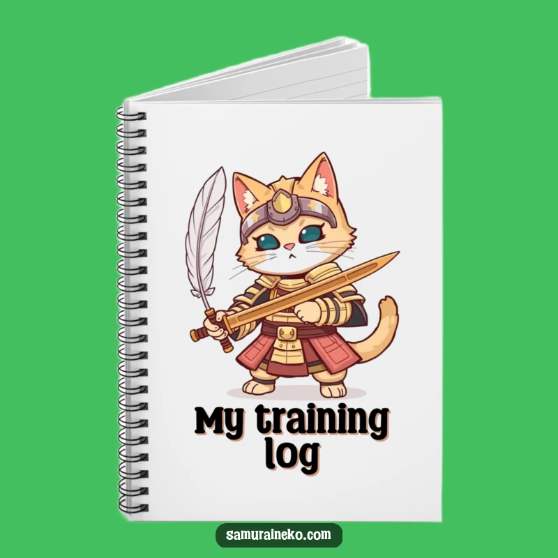 Funny Samurai Cat Armor Notebook - Detailed Journal for Focused Strategists