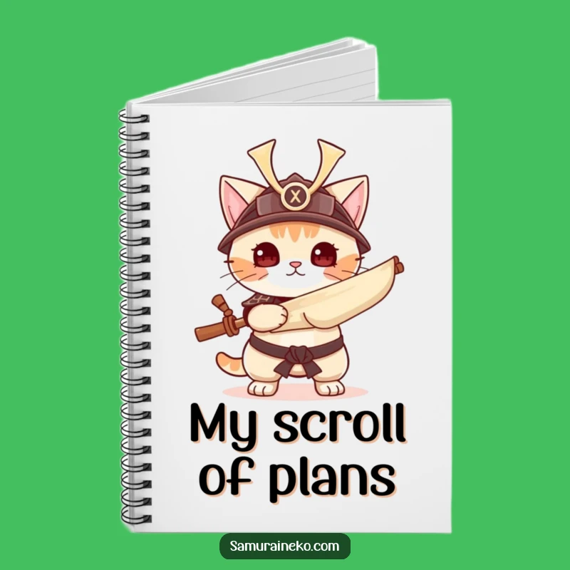 Funny Samurai Cat Notebook - Warrior Kitty Journal - Perfect Gift for Strategists