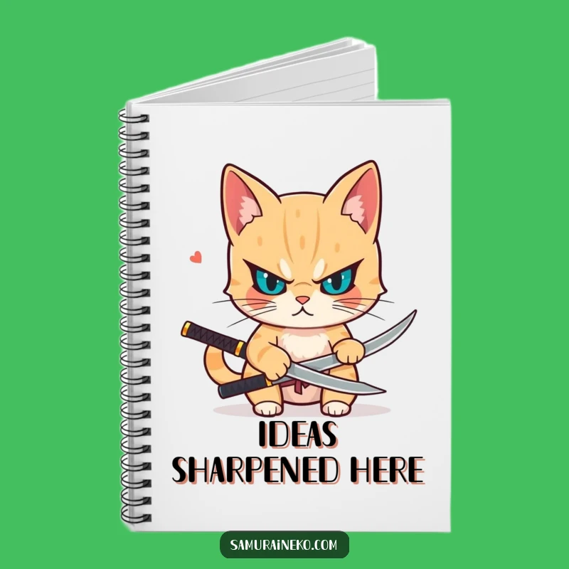 Funny Katana Cat Notebook - Hilarious Gift for Sharp Notes and Ideas