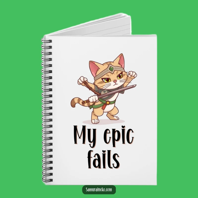 Funny Falling Cat Warrior Notebook: Dramatic Pose Fail Journal, Humorous Notes Gift
