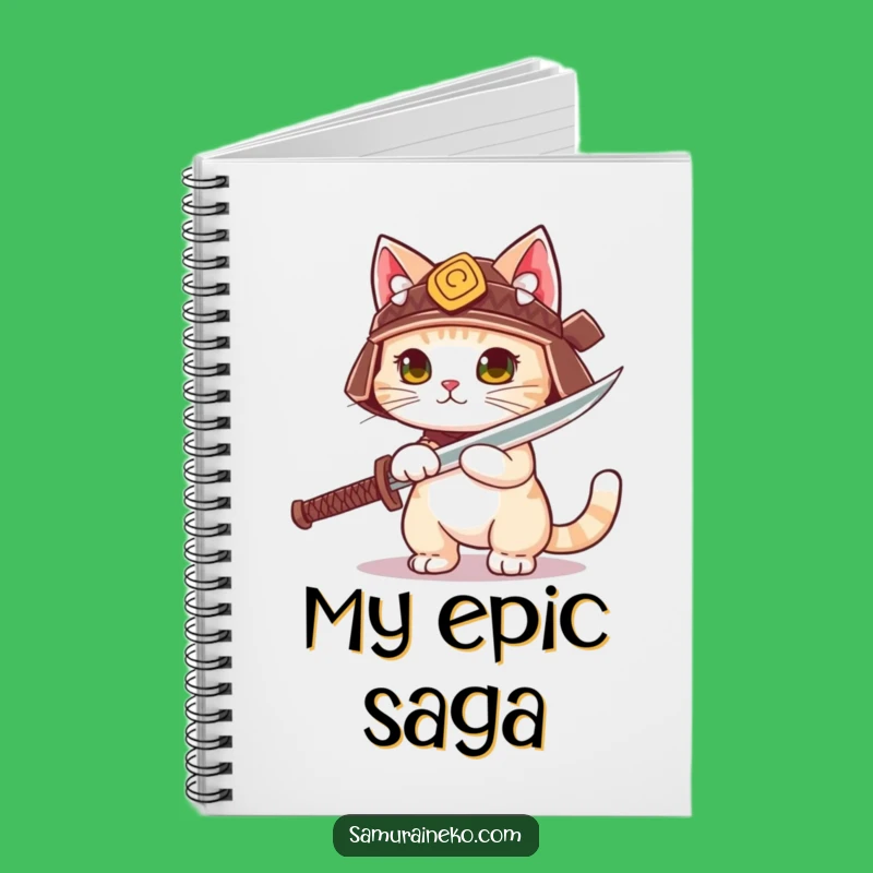 Funny Samurai Cat Helmet Notebook - Hilarious Journal for Aspiring Heroes