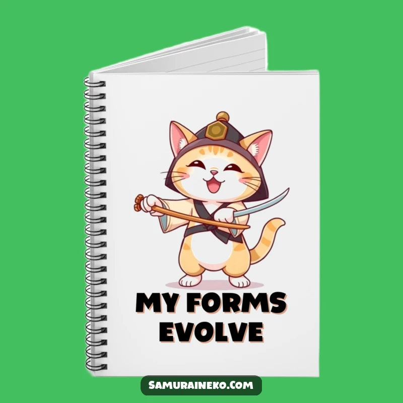 Funny Ronin Cat Notebook: Joyful Swordsman Journal, Martial Arts Notes Gift