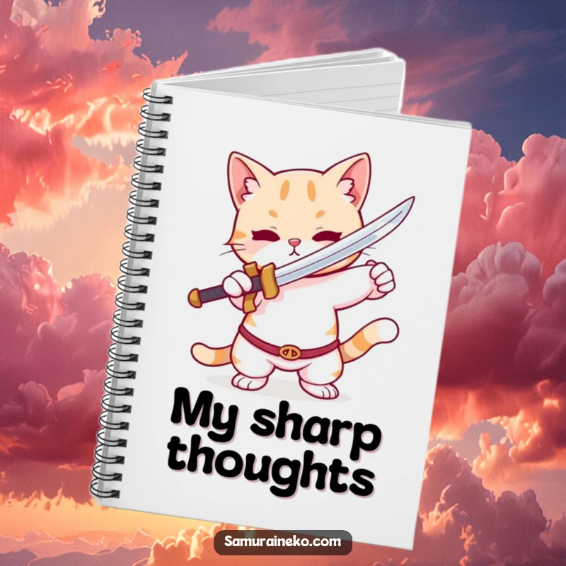 Funny Cat Notebook: A lined notebook with a cute cat in a playful pose with a tiny sword, perfect for note-taking.