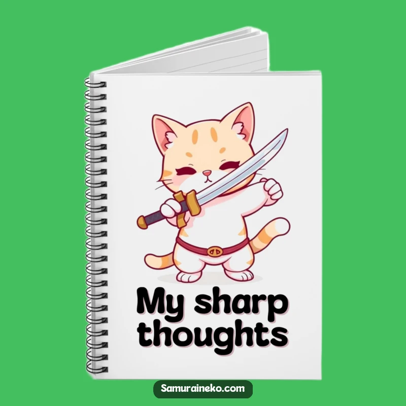 Funny Cat Tiny Sword Notebook: Jot Down Notes with Hilarious Feline Warrior Style