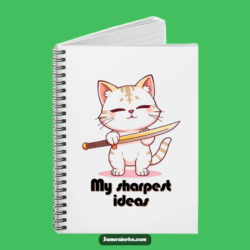 Funny Samurai Cat Sword Notebook - Perfect for Focused Thoughts