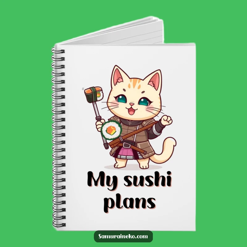 Funny Samurai Cat Sushi Notebook: Jot Down Ideas with Hilarious Warrior Style