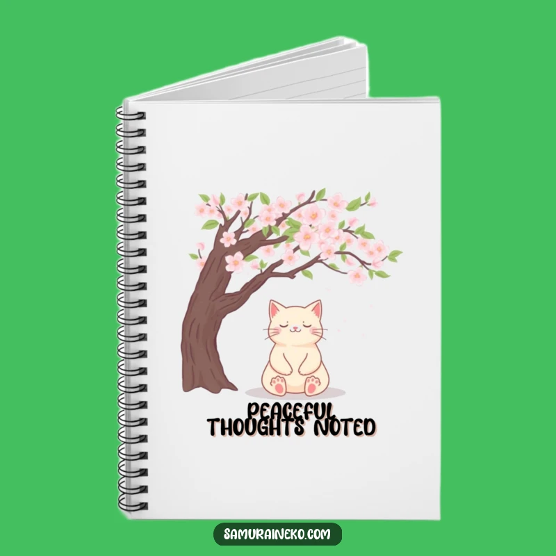 Funny Zen Cat Blossom Notebook - Jot Down Thoughts with Peaceful Intent