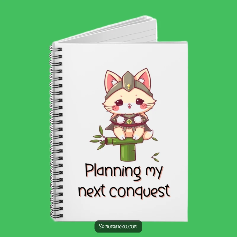 Funny Samurai Cat Notebook: Fluffy Warrior on Bamboo, Journal Humorous Ideas