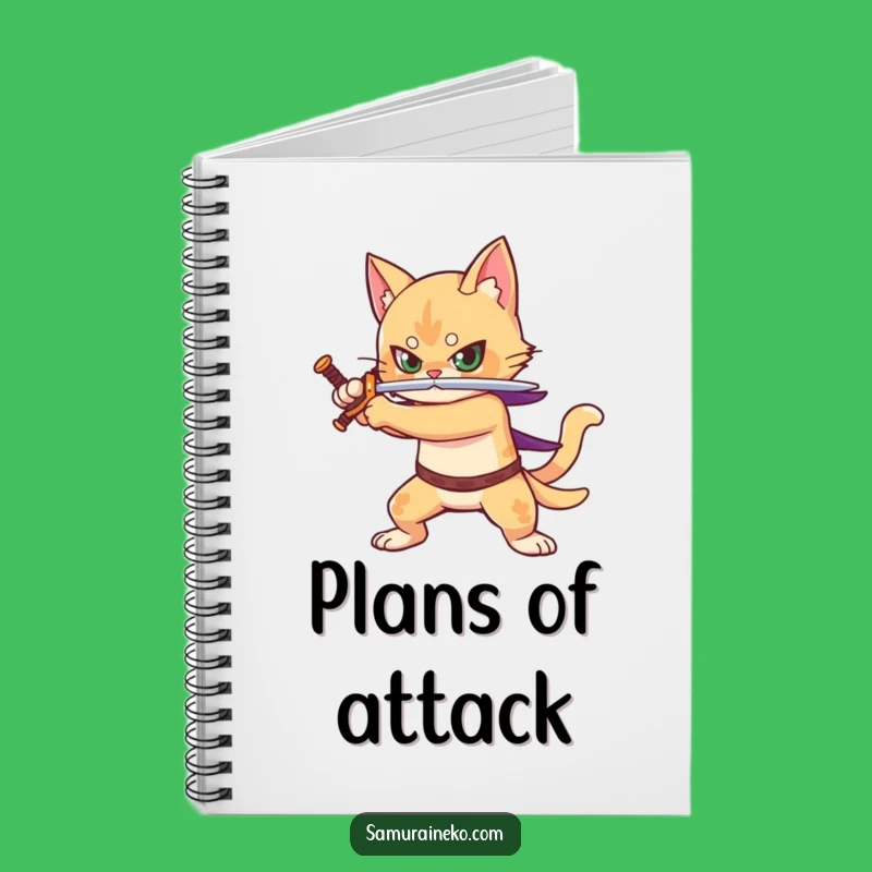 Funny Notebook: Cat Warrior Sword - Journal Your Battles, Perfect Lined Gift