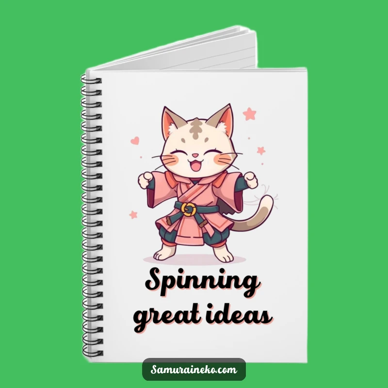 Funny Feline Samurai Spin Notebook - Capture Your Joyful Ideas