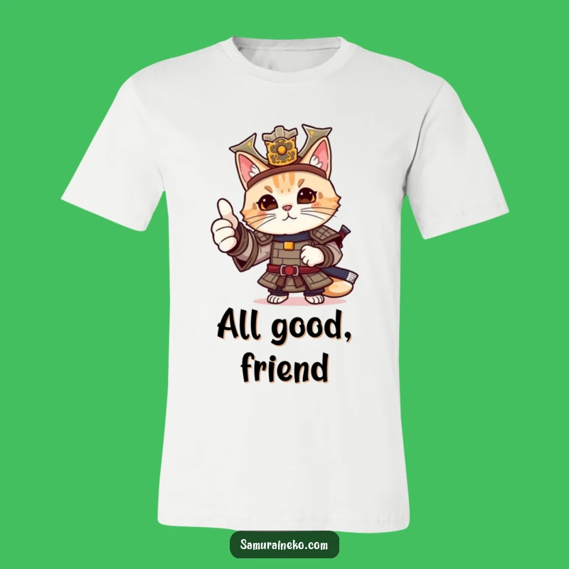 Funny Cat Samurai Thumbs-Up T-Shirt: Show Your Cool Approval