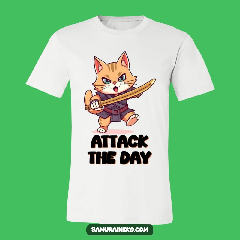 Funny Determined Cat Warrior T-Shirt: Fierce Charge, Hilarious Gift