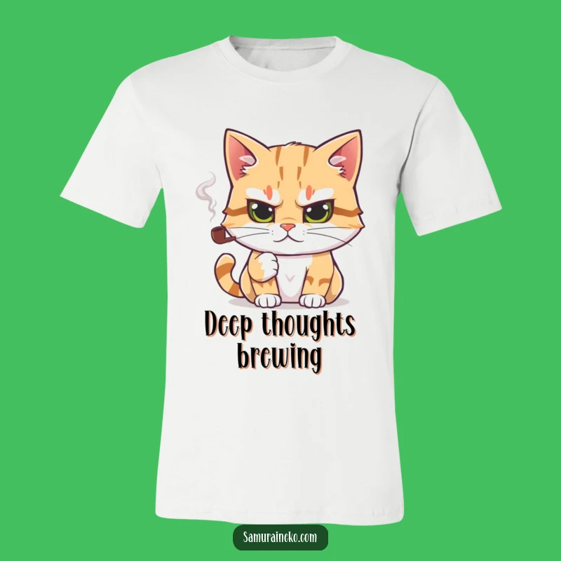 Funny Intellectual Cat T-Shirt: Tiny Pipe Thinker, Hilarious Gift