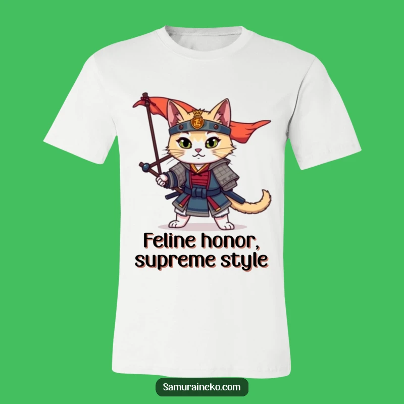 Funny Samurai Cat T-Shirt: Dramatic Warrior Feline, Awesome Gift for Cat Lovers