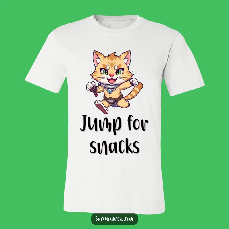 Funny Action Cat T-Shirt: Determined Leap, Comical Gift for Movers
