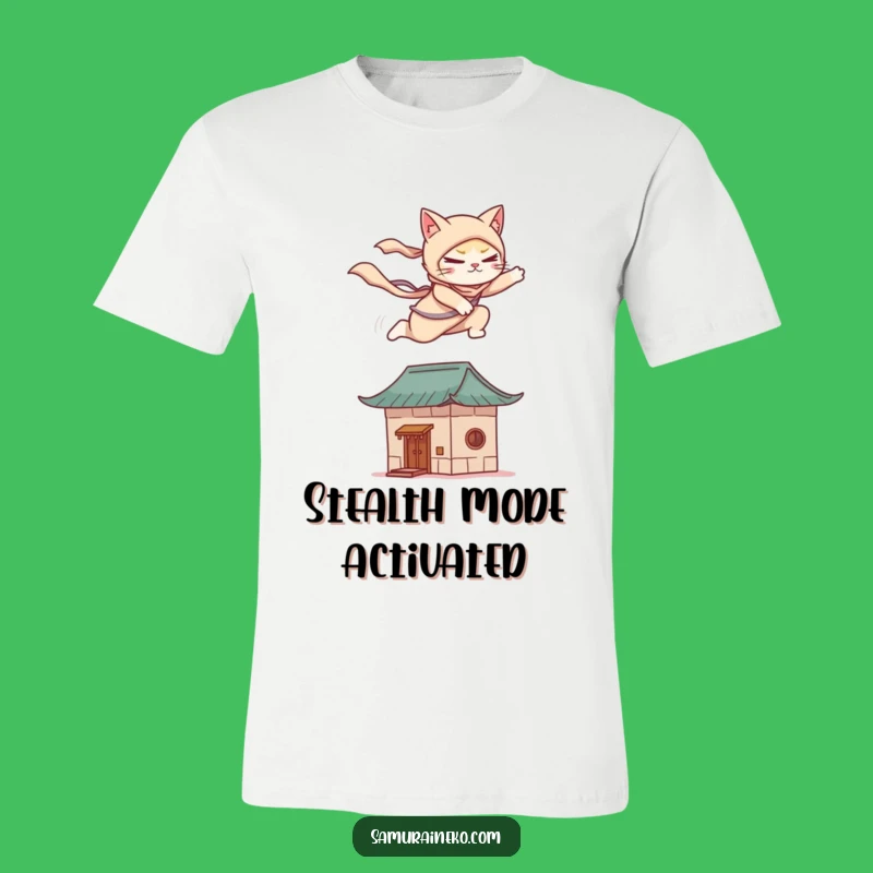 Funny Cat Ninja T-Shirt: Graceful Rooftop Acrobatics Tee
