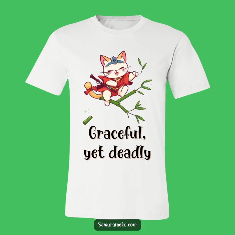 Funny Cat Samurai T-Shirt - Agile Feline Fighter Apparel
