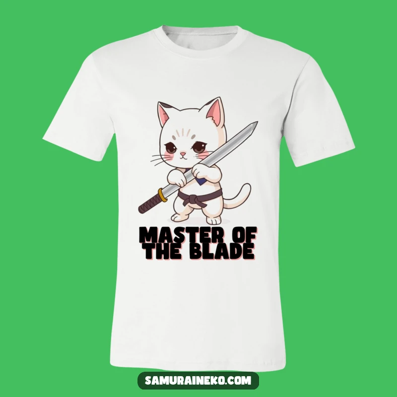 Funny Cat Samurai T-Shirt: Dramatic Tiny Katana Sheath - Cool Tee