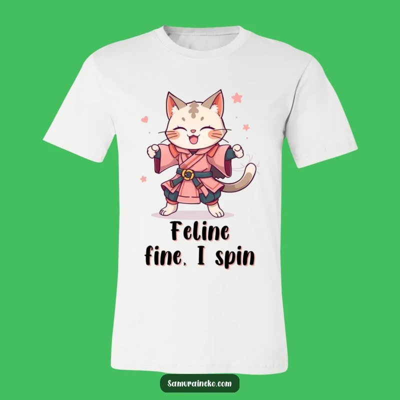 Funny Feline Samurai Spin T-Shirt - Wear Your Joyful Celebration