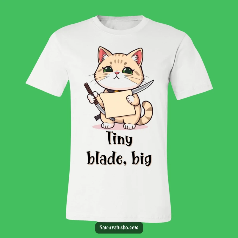 Funny Proud Cat Katana T-Shirt: Miniature Samurai Feline Tee for Humor Fans