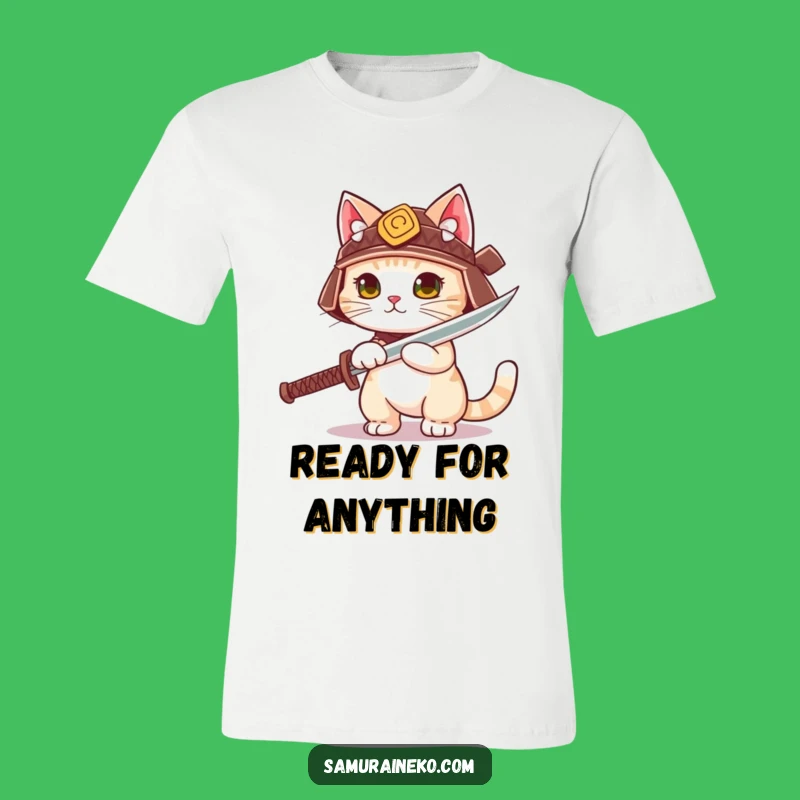 Funny Samurai Cat Helmet T-Shirt - Hilarious Warrior Kitty Apparel