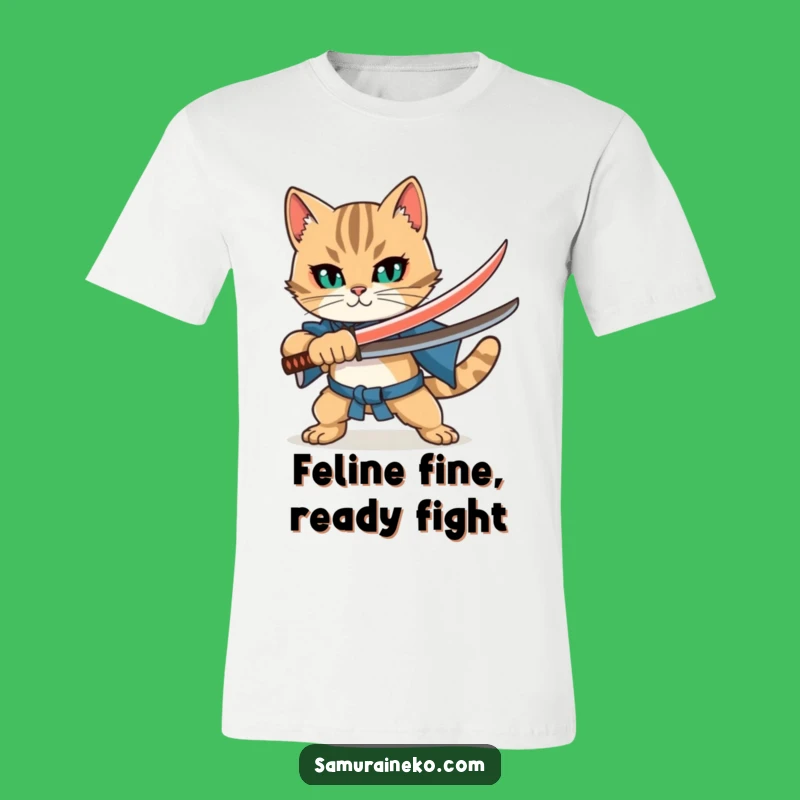 Funny Samurai Cat T-Shirt: Bold Warrior Feline Perfect Gift Tee