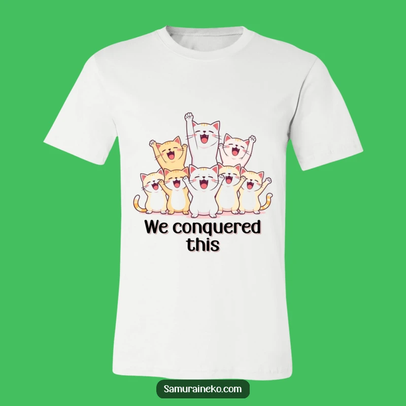 Funny T-Shirt: Victory Cats - Celebrate Joyously, Perfect Gift for Cat Lovers