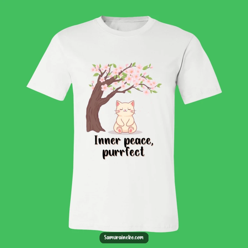Funny Zen Cat Blossom T-Shirt - Peaceful & Stylish Feline Apparel