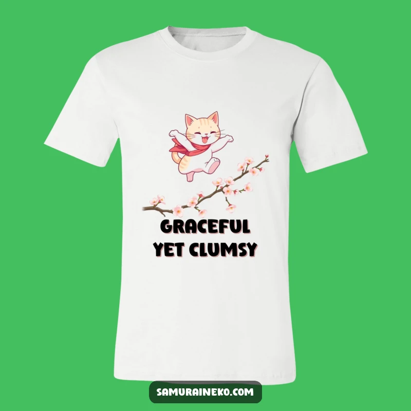 Funny Cat Hero T-Shirt: Elegant Blossom Jump - Hilarious Gift Idea!