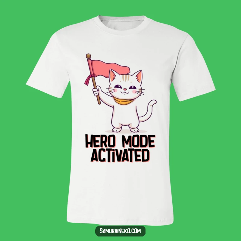 Funny Cat Hero T-Shirt: Majestic Feline Banner Holder - Hilarious Gift Idea!