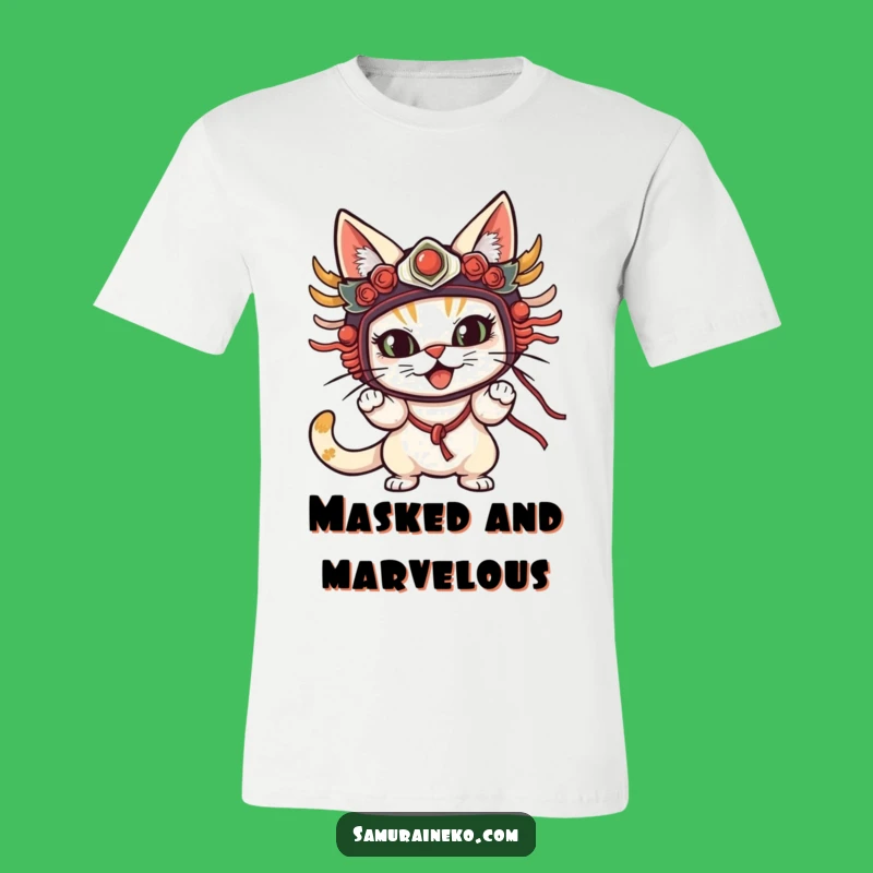 Funny Cat Mask T-Shirt: Strike a Pose in This Theatrical Feline Tee