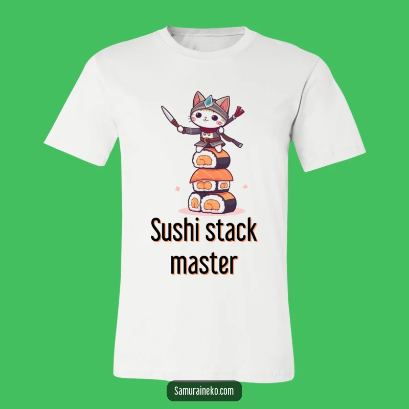 Funny Sushi Cat Warrior T-Shirt: Epic Balance, Hilarious Gift for Foodies