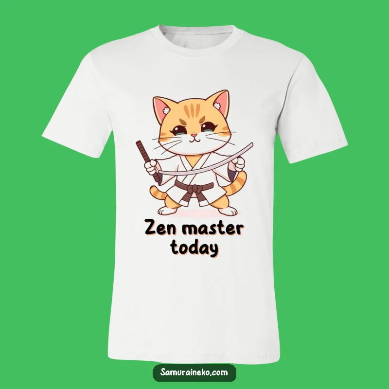 Funny Focused Cat Sword T-Shirt - Hilarious Martial Arts Kitty Apparel