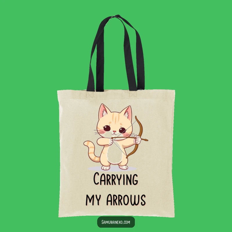 Funny Cat Archer Tote Bag: Carry Your Aim, Hilarious Feline Fun!
