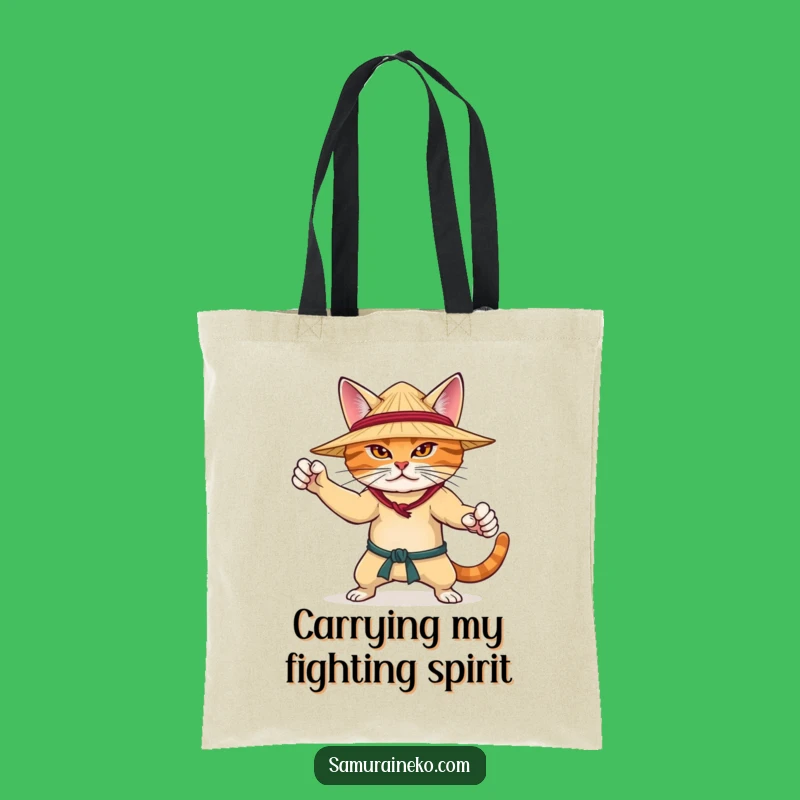 Funny Martial Arts Cat Tote Bag - Hilarious Gift for Carrying Your Training Gear