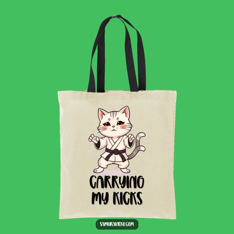 Funny Karate Cat Tote Bag: Carry Your Moves with Style
