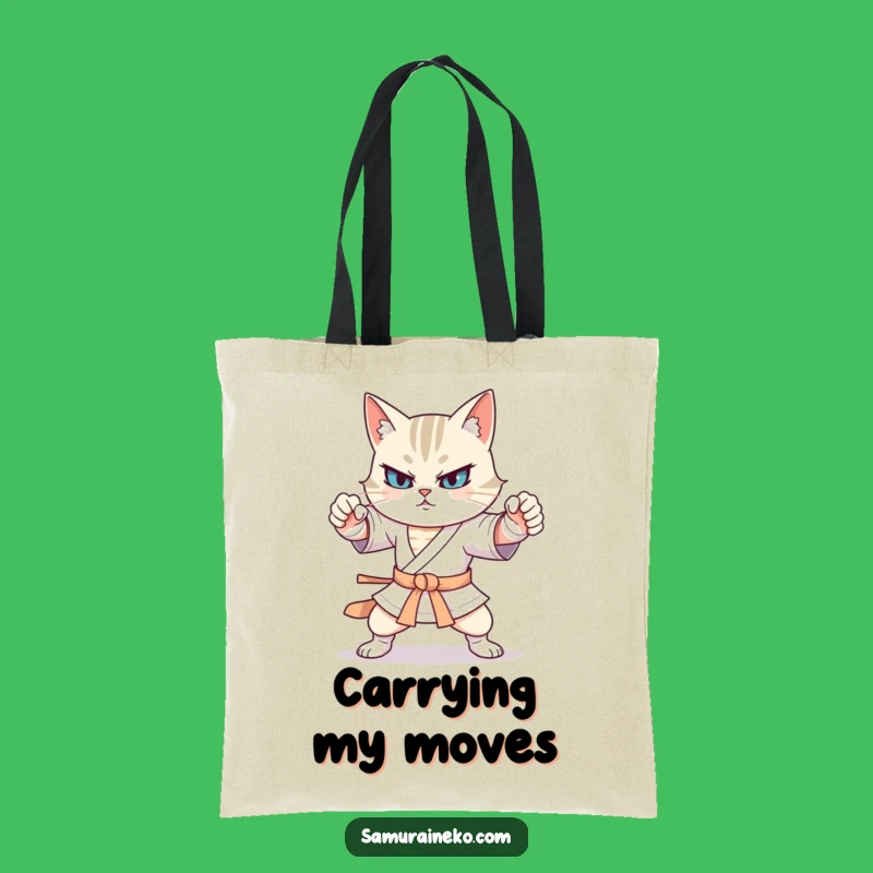 Funny Cat Warrior Tote: Exaggerated Moves, Humorous Bag for Everyday, Gift