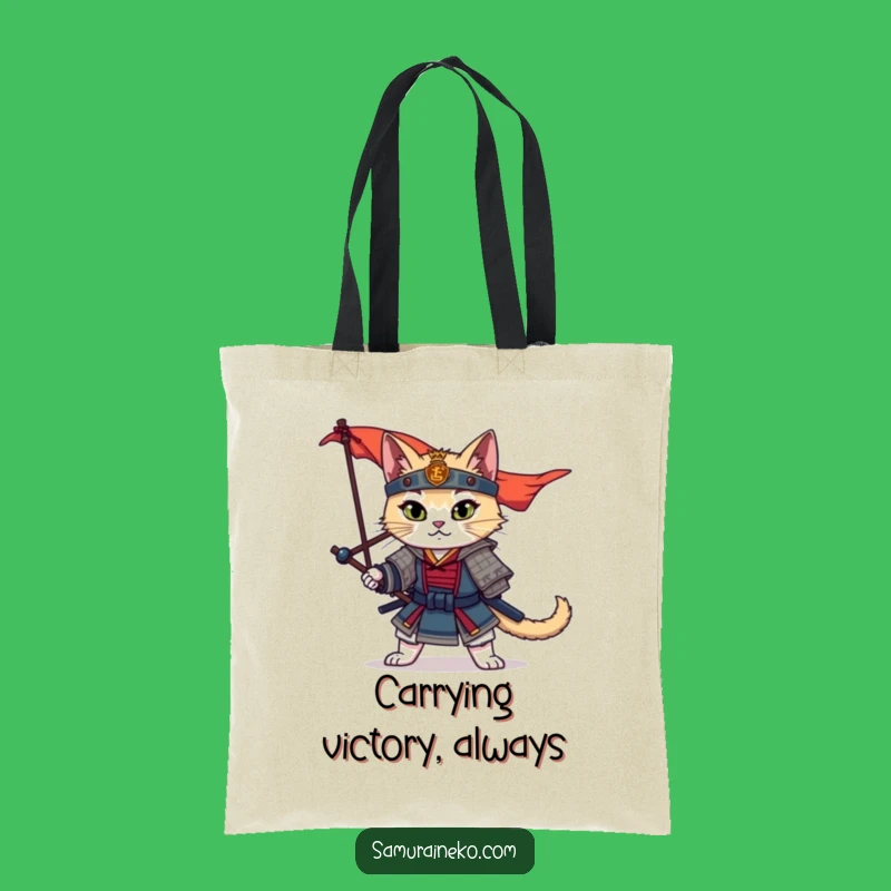Funny Samurai Cat Tote Bag: Carry Your Loot Like a Warrior - Great Gift