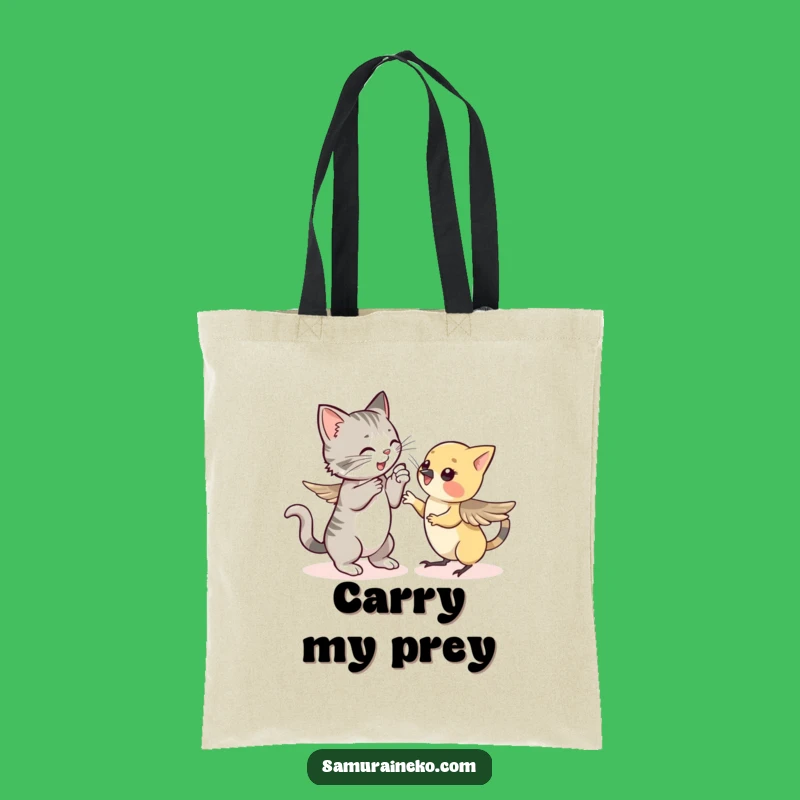 Funny Cat vs Sparrow Tote Bag: Carry Your Laughs with this Amusing Design