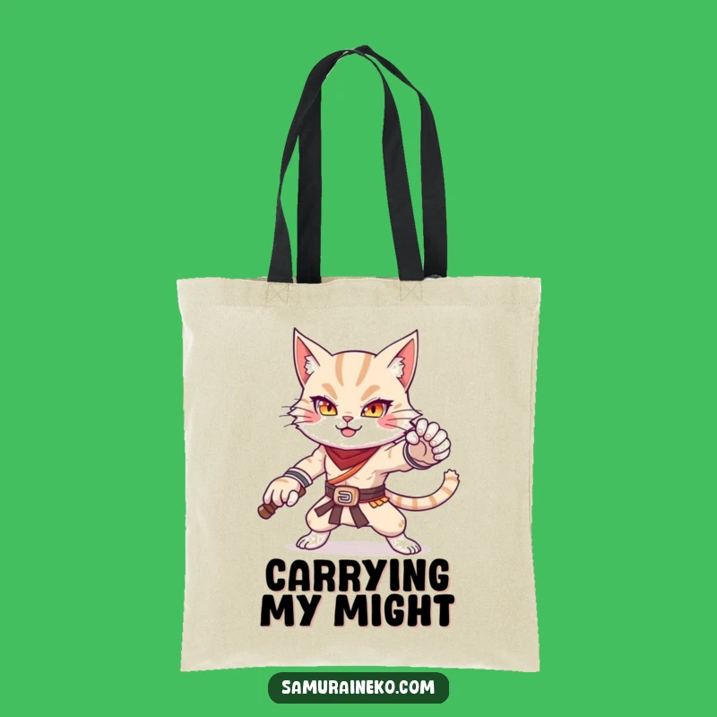 Funny Cat Warrior Tote Bag: Carry Your Power & Cuteness