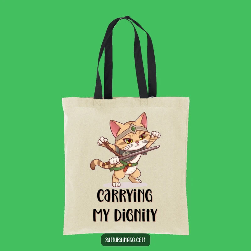Funny Falling Cat Warrior Tote Bag: Dramatic Pose Fail, Humorous Carryall Gift