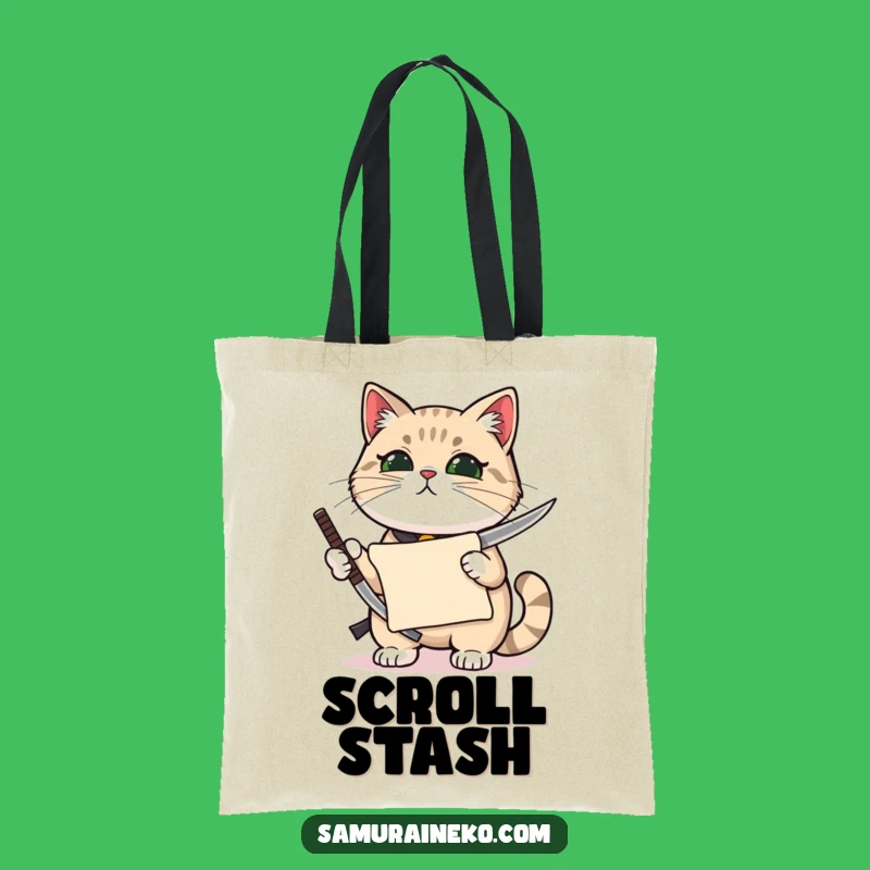 Funny Proud Cat Katana Tote Bag: Carry Your Precision Everywhere