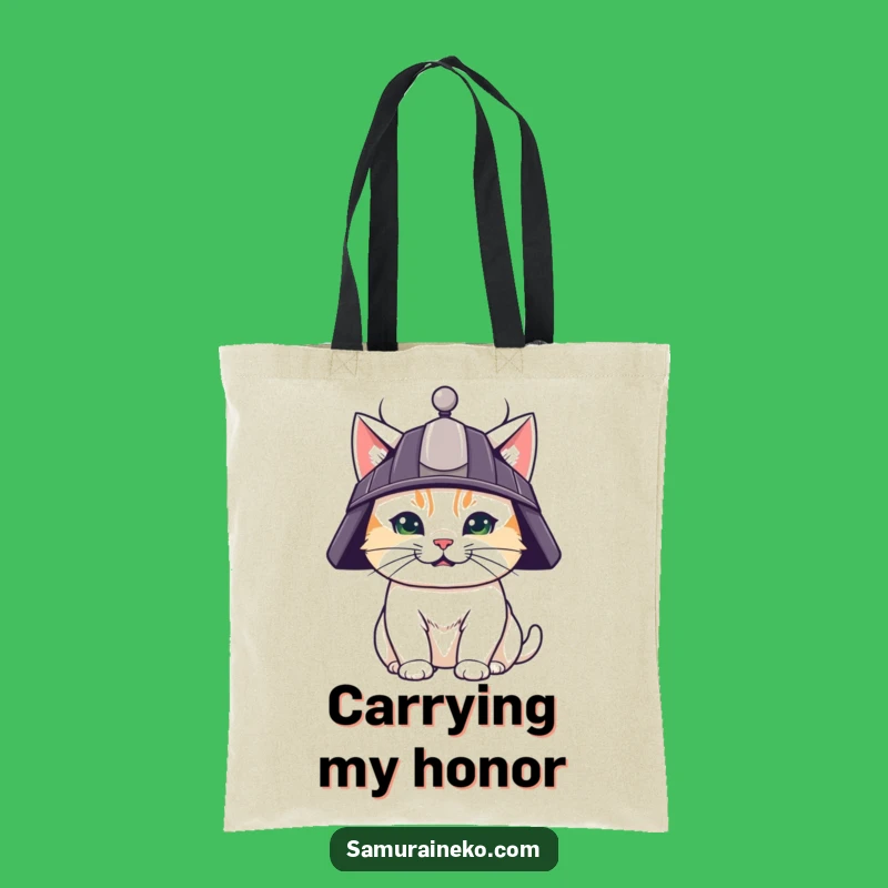 Funny Samurai Cat Tote Bag: Cute Determined Feline, Practical Warrior Gift